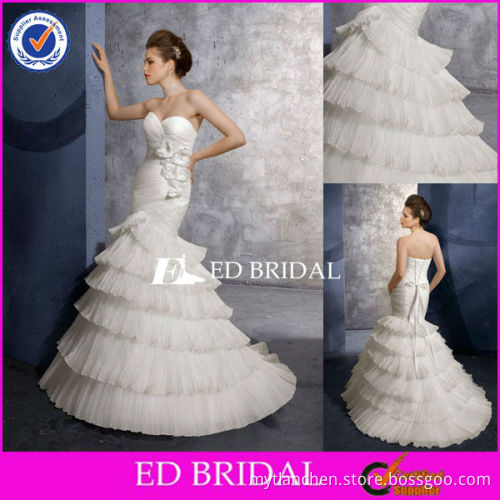 MR001 newest mermaid embroidery handmade flowers wedding dress